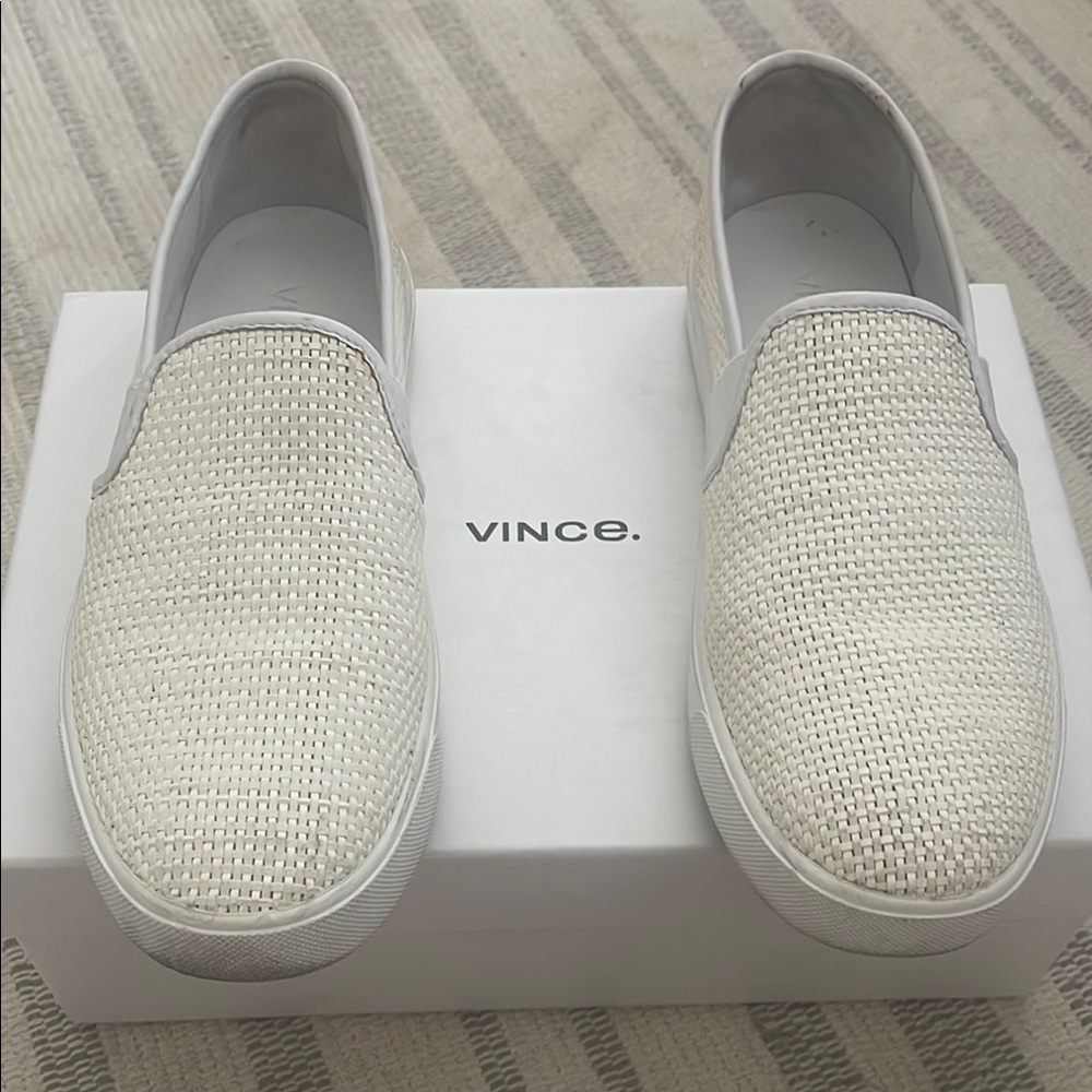 Vince Men's Cream Woven Slip-On Loafers